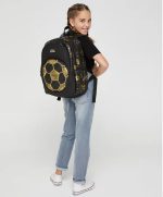 کوله‌پشتی مدرسه اسمیگل طرح فوتبال مشکی طلایی –  Smiggle Soccer Backpack - تصویر 2