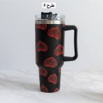 ماگ تامبلر دسته‌دار استیل طرح‌دار ۱۲۰۰ میلی‌لیتر به همراه نی و درب آسان‌نوش - تصویر 8